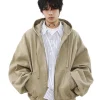 Clearance Vintage Washed Embroidered Silohuette Zip Jacket Jackets
