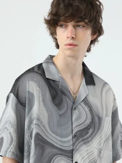 Fashion Marble Button Up Shirt Shirts