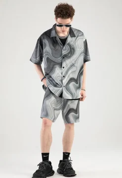 Fashion Marble Button Up Shirt Shirts