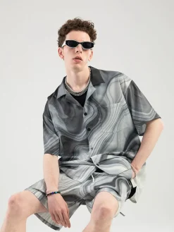 Fashion Marble Button Up Shirt Shirts