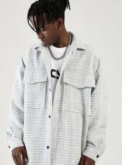Discount Raw Edge Tweed Flannel Shirts | Jackets