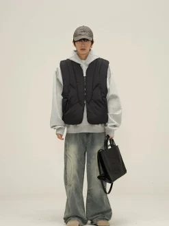 Fashion Paneled Puffer Vest Jackets