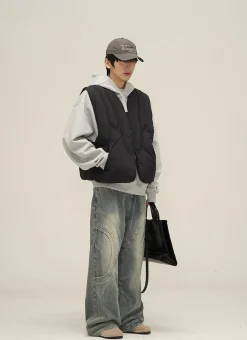 Fashion Paneled Puffer Vest Jackets