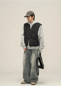 Fashion Paneled Puffer Vest Jackets