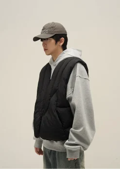 Fashion Paneled Puffer Vest Jackets