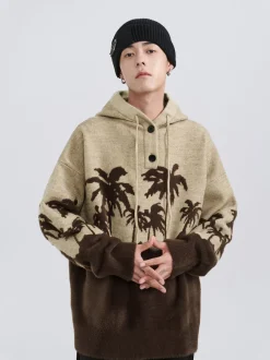Best "King Palm" Knit Hoodie Hoodies