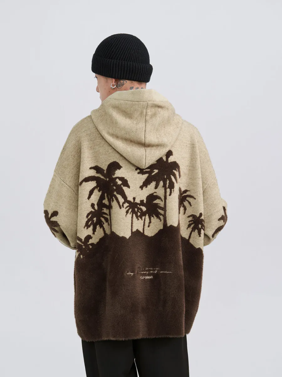 Best "King Palm" Knit Hoodie Hoodies