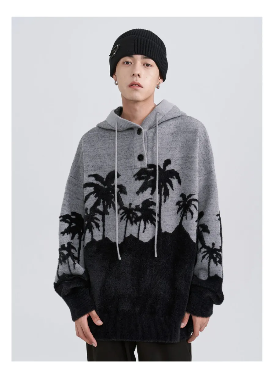 Best "King Palm" Knit Hoodie Hoodies