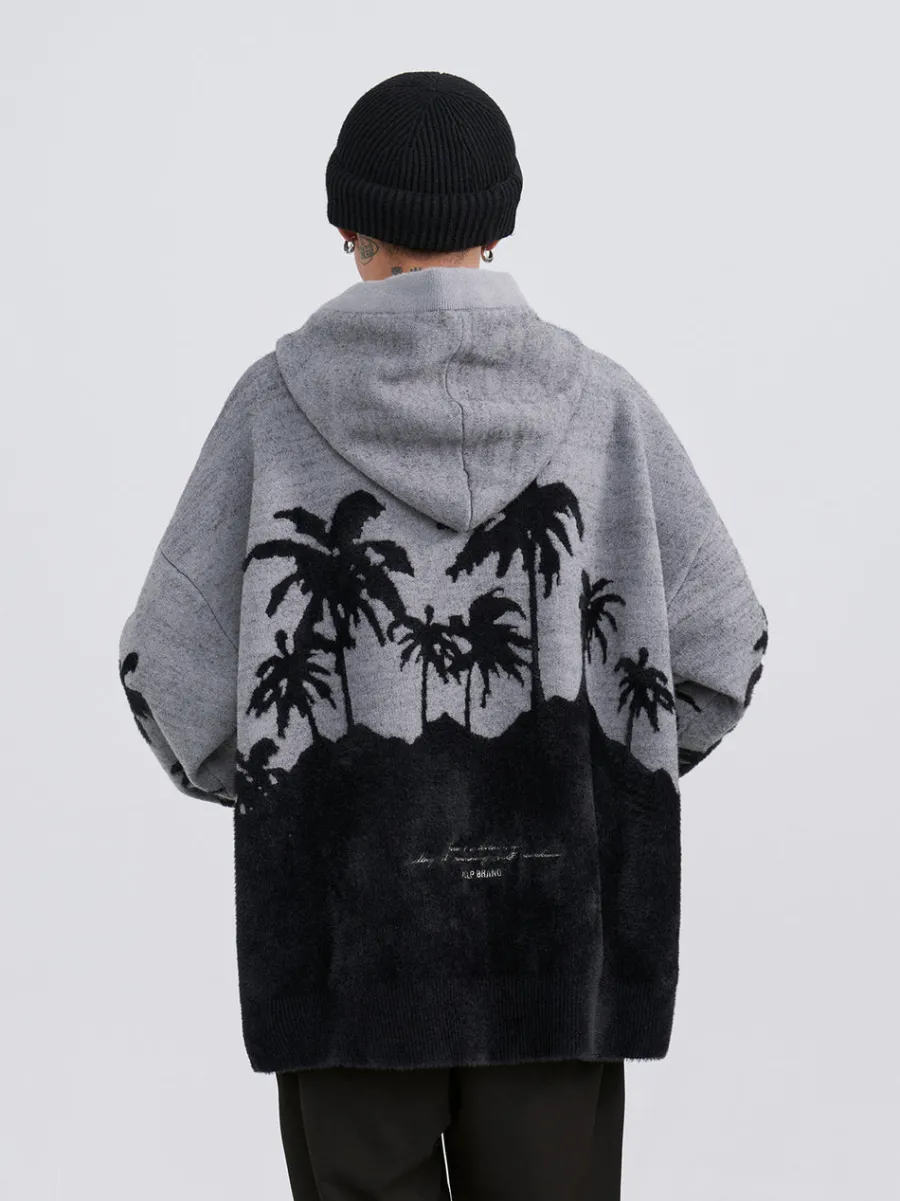 Best "King Palm" Knit Hoodie Hoodies