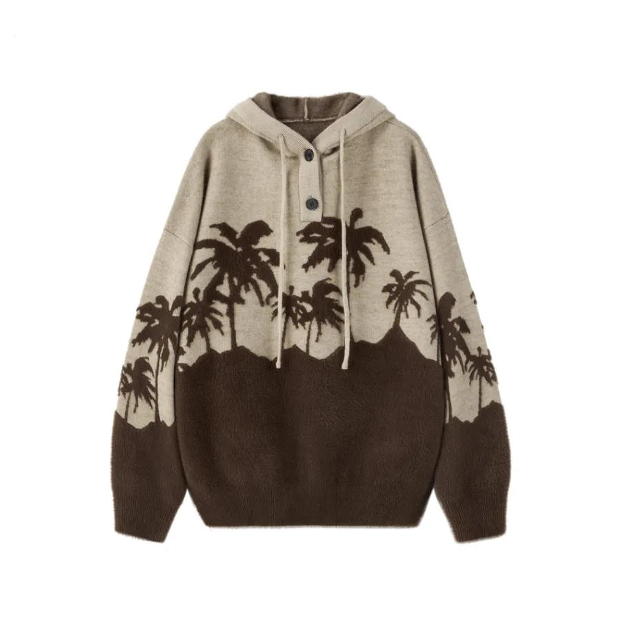 Best "King Palm" Knit Hoodie Hoodies