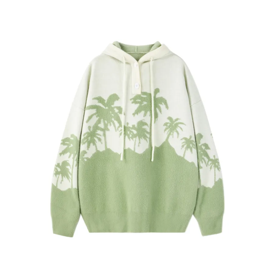 Best "King Palm" Knit Hoodie Hoodies