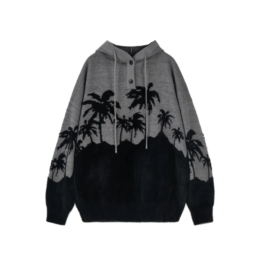 Best "King Palm" Knit Hoodie Hoodies