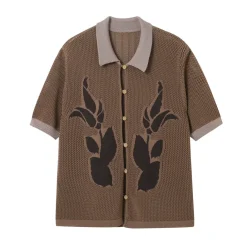 Outlet PHYSBOY Retro Leaf Crochet Button-Up Shirts