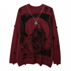Discount Reaper Ripped Knit Sweater Sweaters