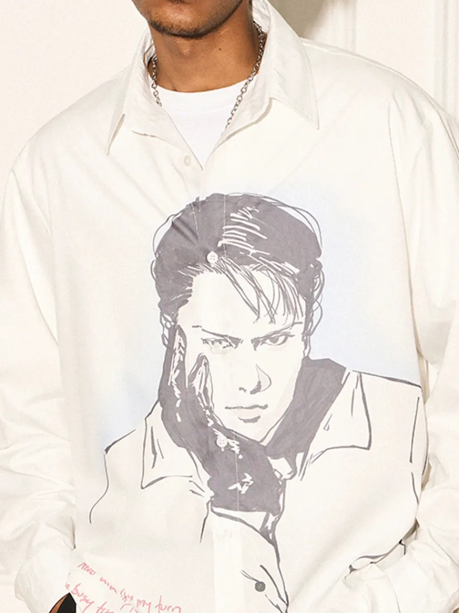 Outlet Portrait Button Long Sleeve Shirts
