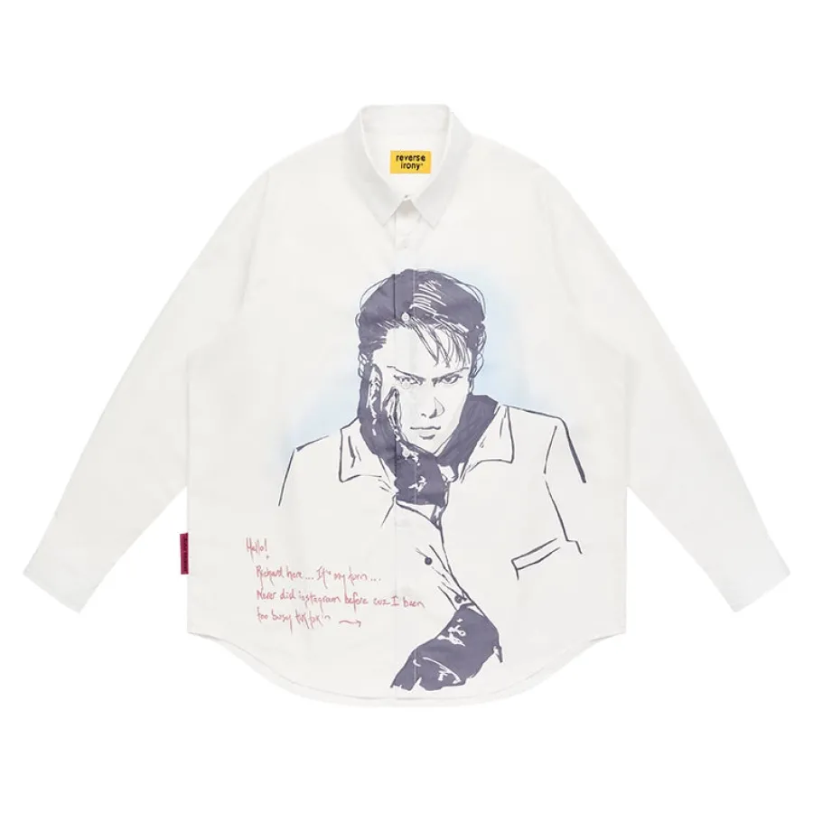 Outlet Portrait Button Long Sleeve Shirts