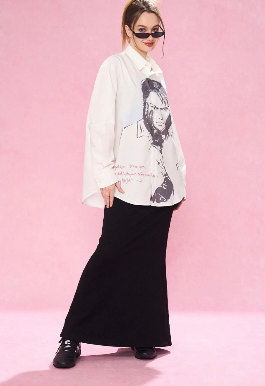 Outlet Portrait Button Long Sleeve Shirts