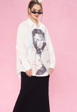 Outlet Portrait Button Long Sleeve Shirts