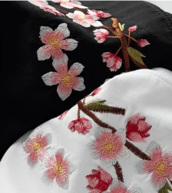 Fashion Sakura Flowers Embroidered Tee T-Shirts