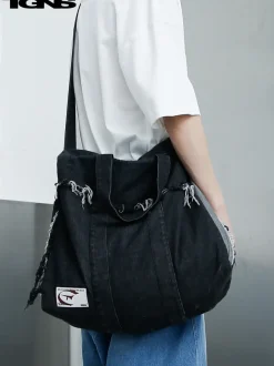 Clearance Washed Denim Distressed Messenger Bag Accessories