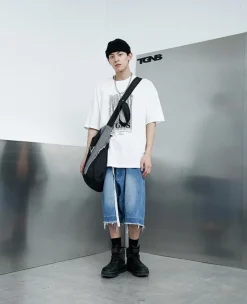 Clearance Washed Denim Distressed Messenger Bag Accessories