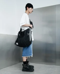 Clearance Washed Denim Distressed Messenger Bag Accessories
