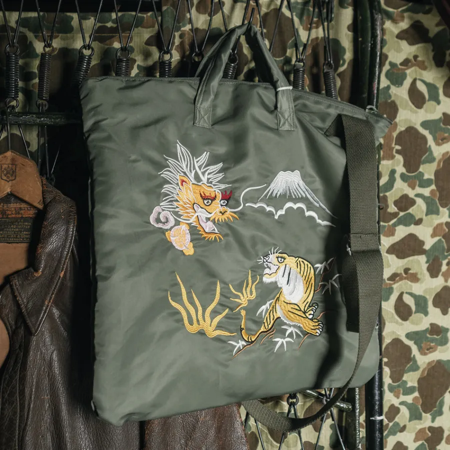 Online Vintage Style "Yokosuka" Embroidered Nylon Bag Accessories