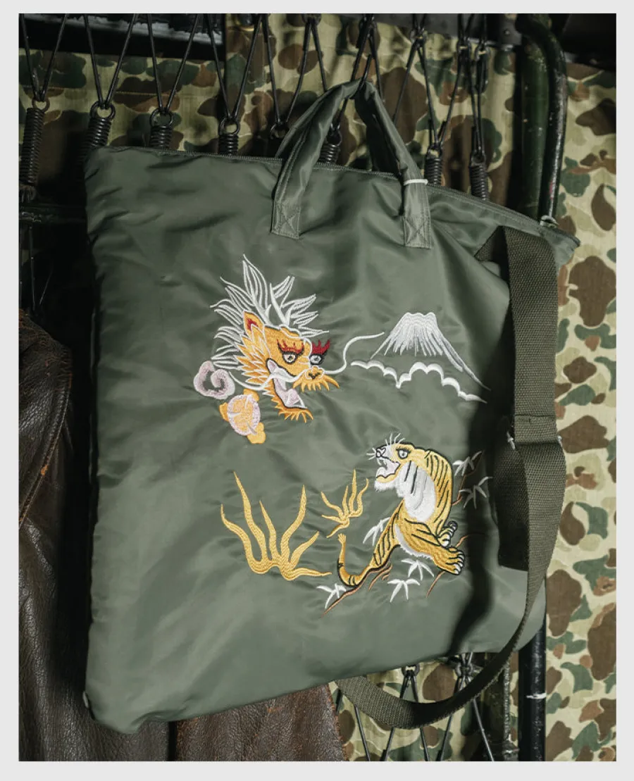 Online Vintage Style "Yokosuka" Embroidered Nylon Bag Accessories