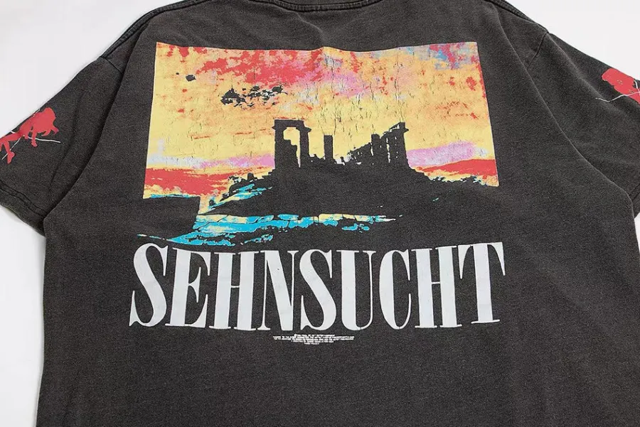 New Vintage Washed "Asuka Sehnsucht" Oversized Tee T-Shirts
