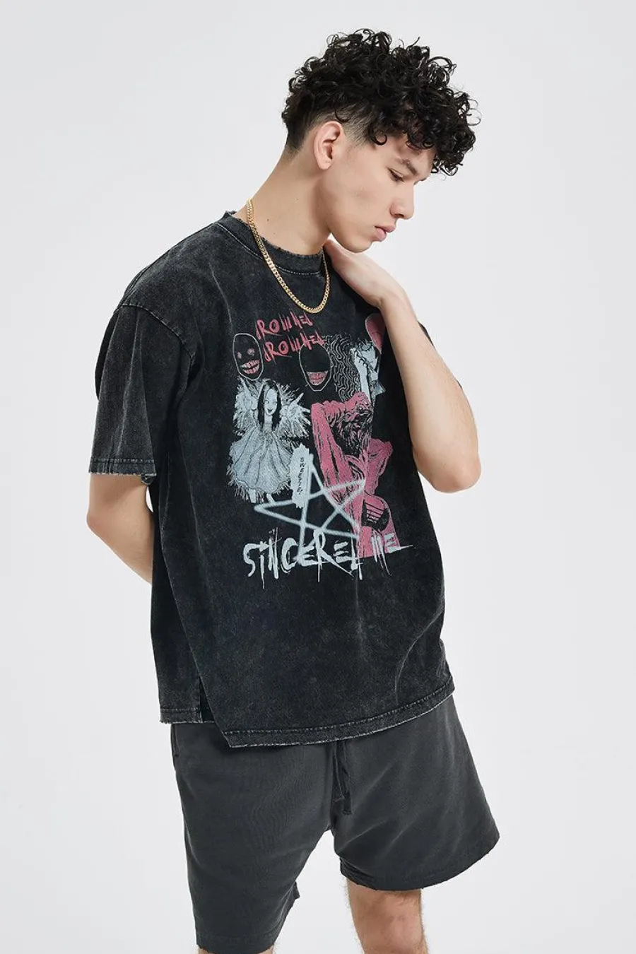 Outlet Vintage Washed "Tomie" Oversized Tee T-Shirts