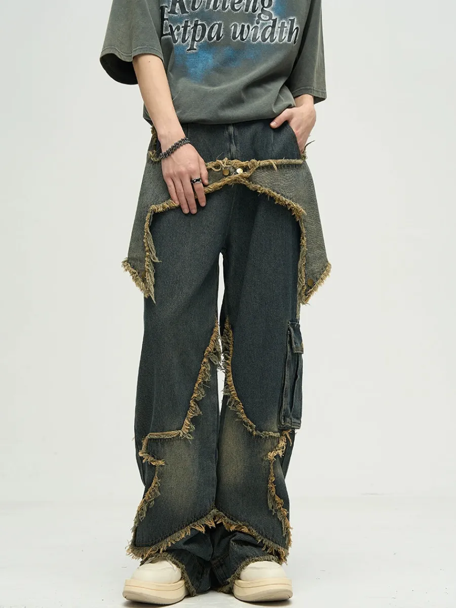 New Raw Edge Star Stitched Jeans Jeans