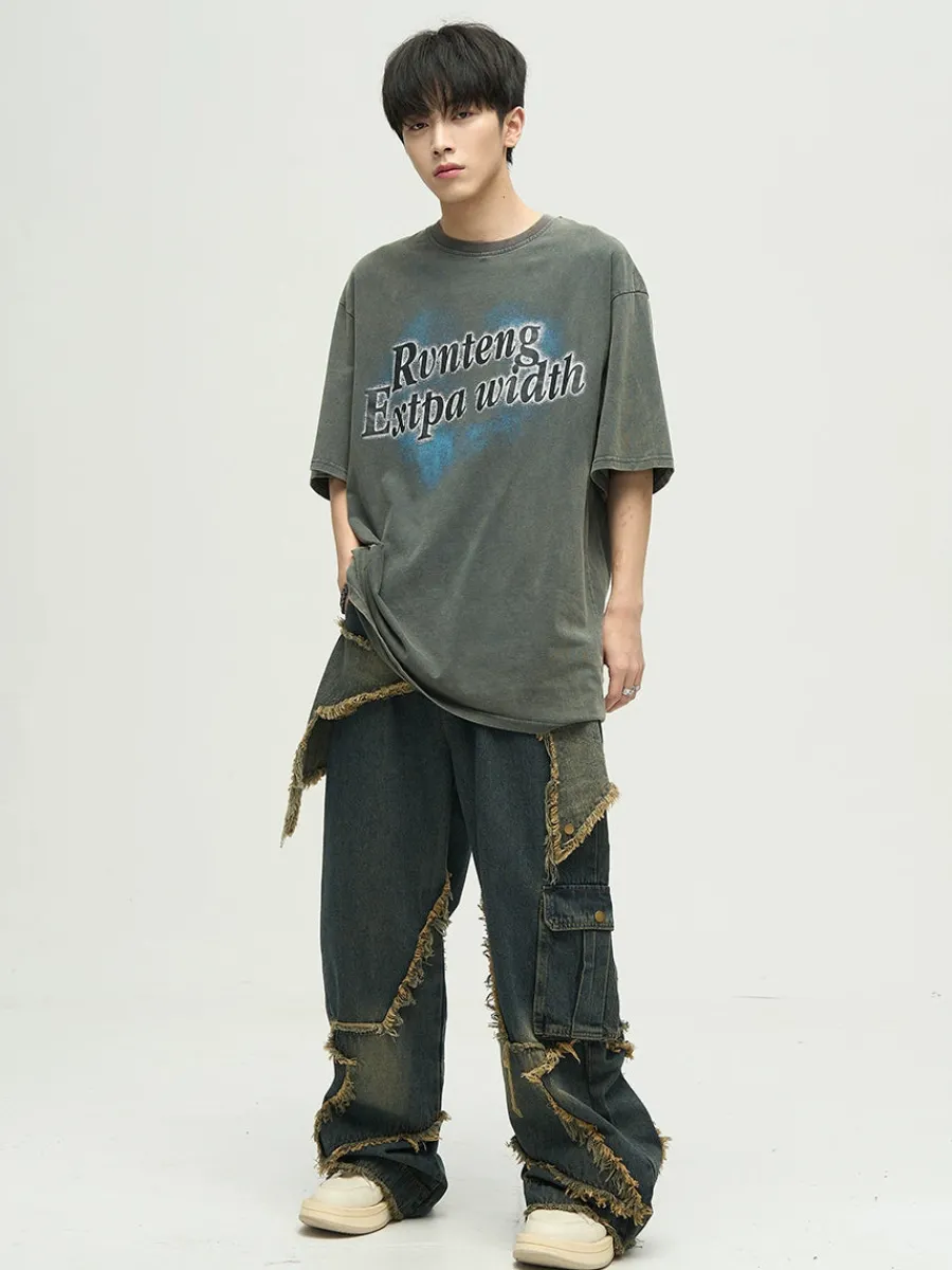 New Raw Edge Star Stitched Jeans Jeans
