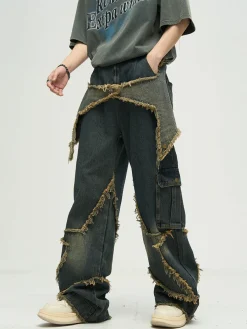 New Raw Edge Star Stitched Jeans Jeans