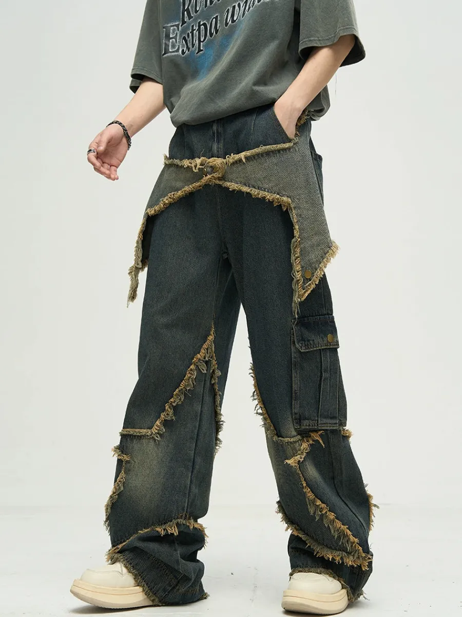 New Raw Edge Star Stitched Jeans Jeans