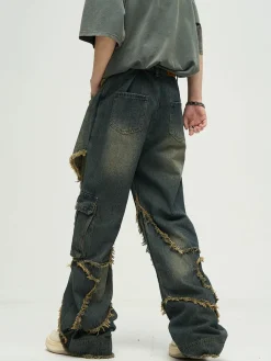New Raw Edge Star Stitched Jeans Jeans