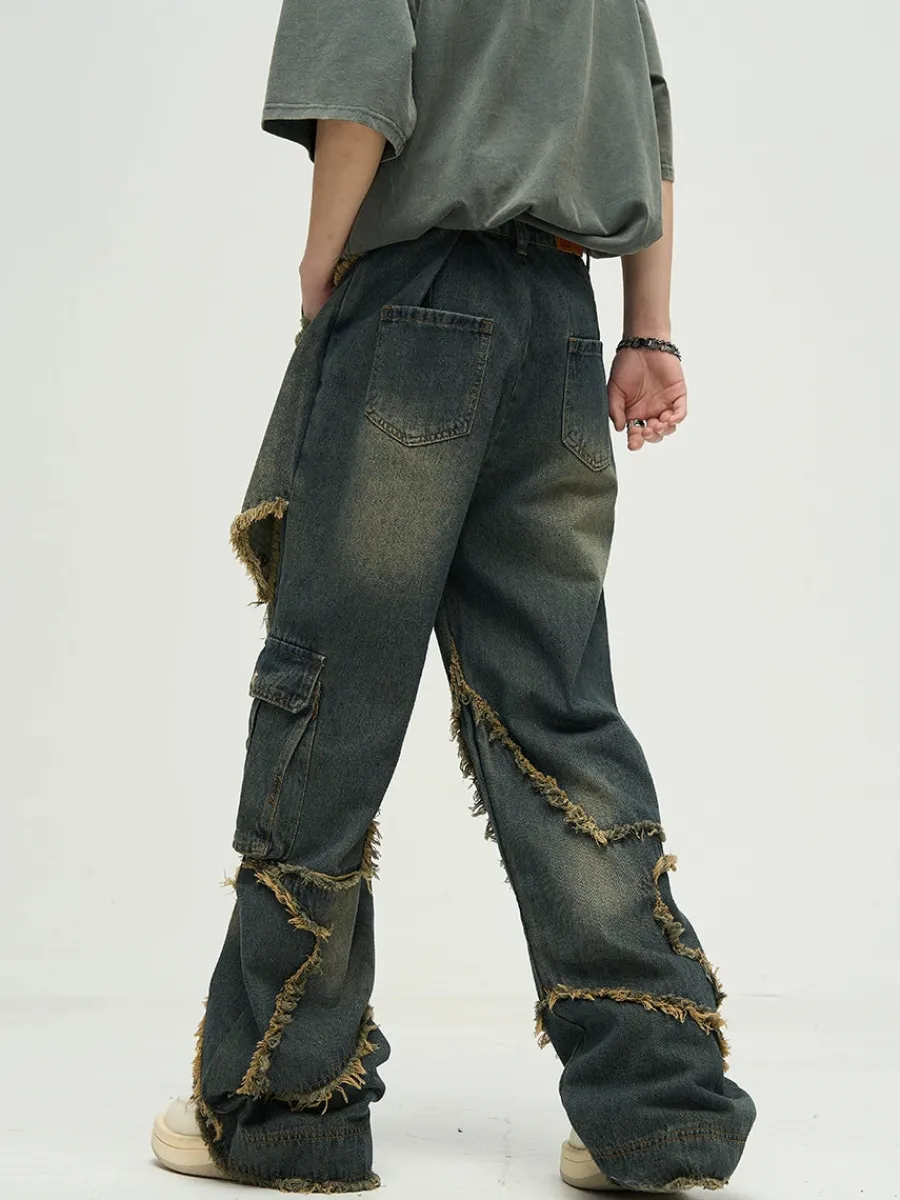 New Raw Edge Star Stitched Jeans Jeans