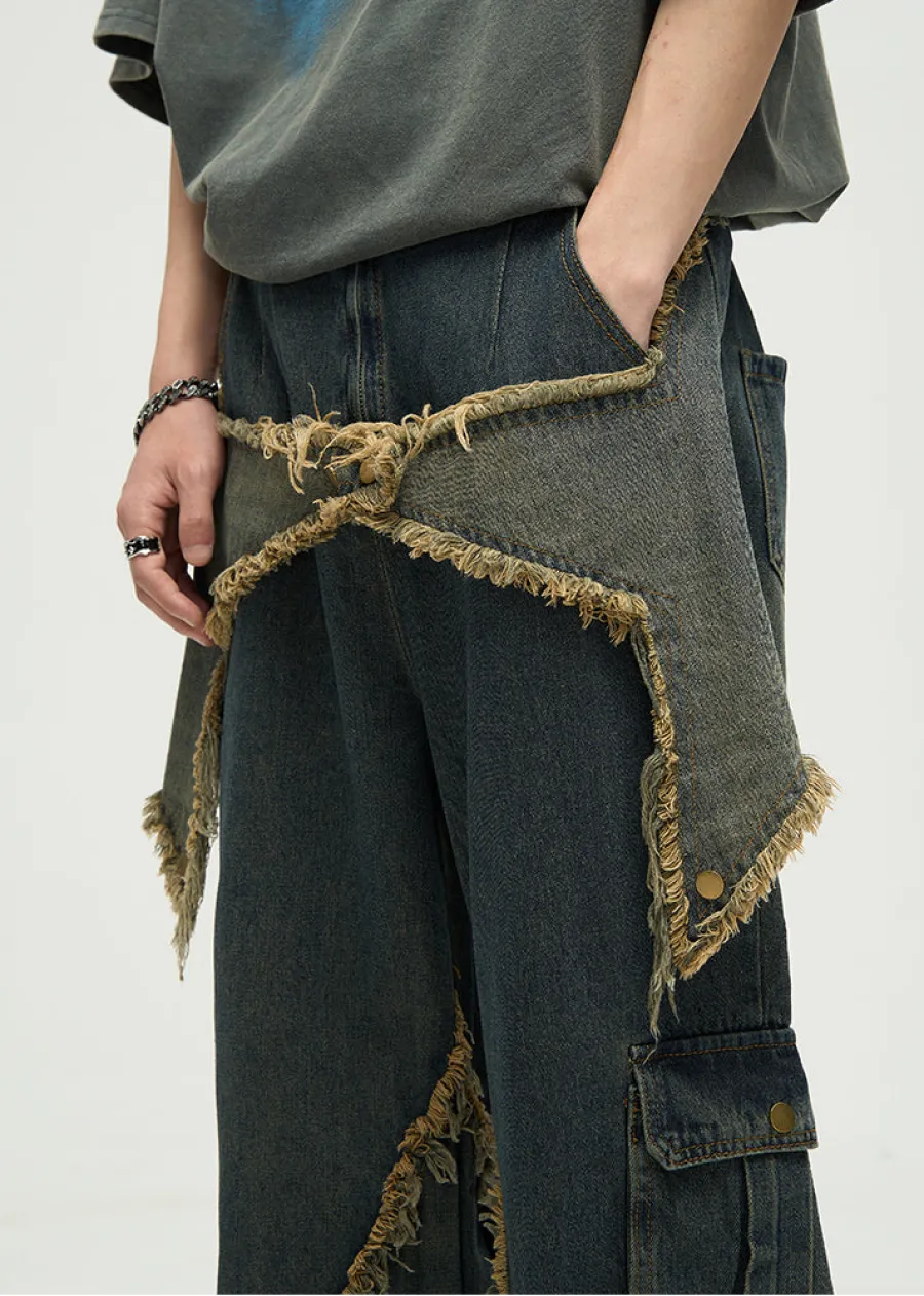 New Raw Edge Star Stitched Jeans Jeans