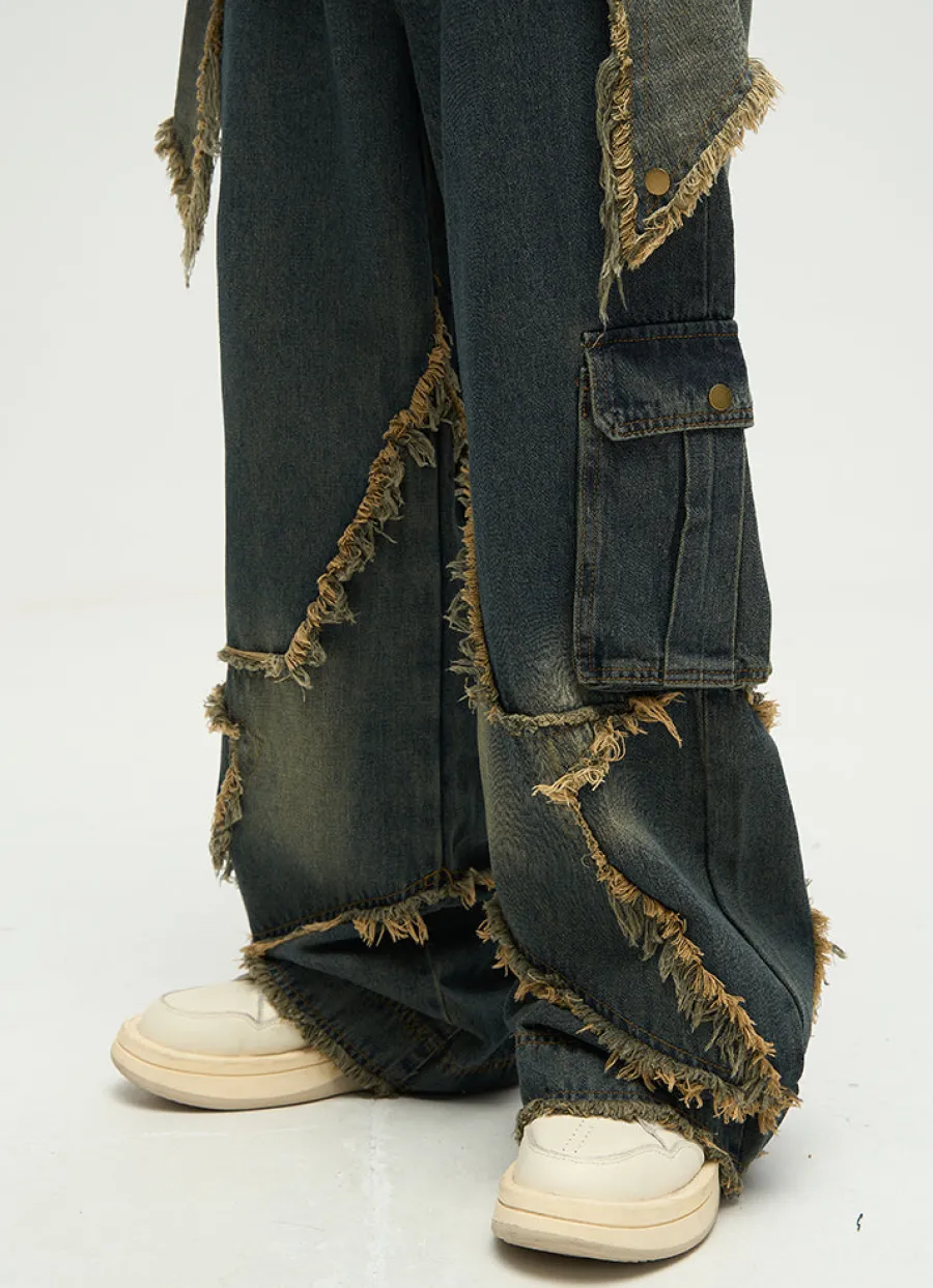 New Raw Edge Star Stitched Jeans Jeans
