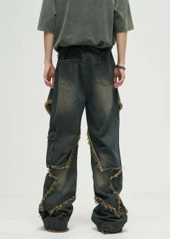 New Raw Edge Star Stitched Jeans Jeans