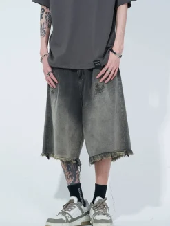 Fashion Vintage Raw Edge Denim Shorts Shorts