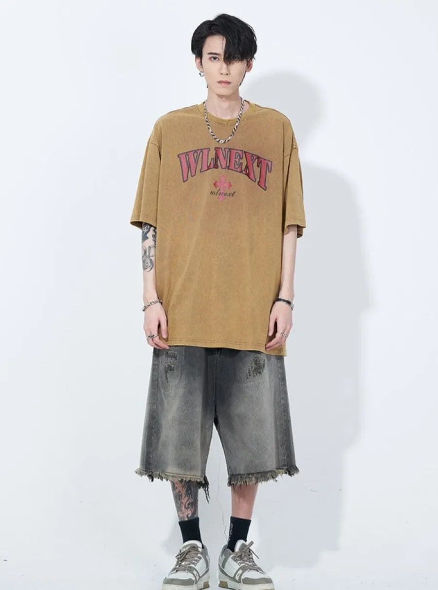 Fashion Vintage Raw Edge Denim Shorts Shorts